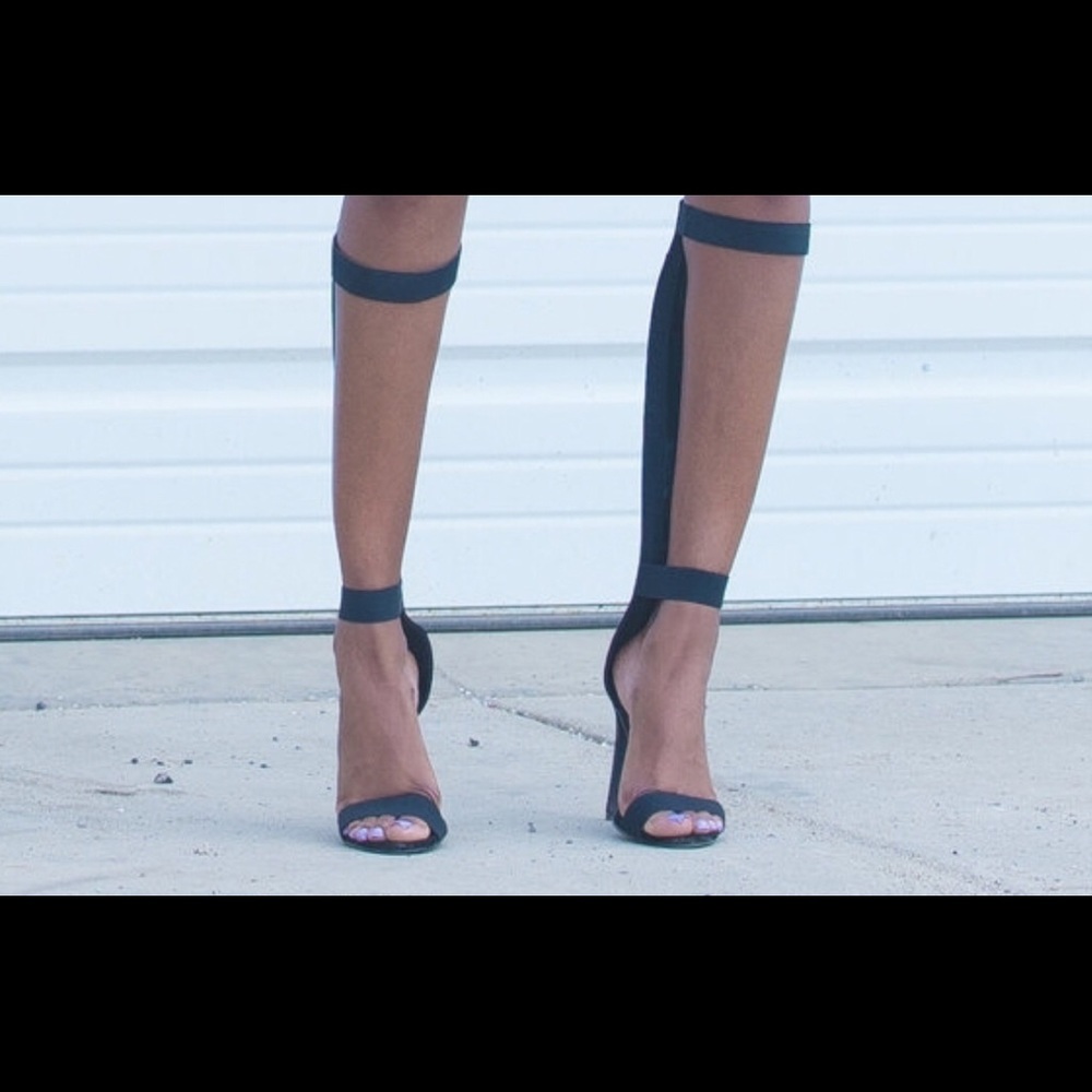 Black Three Strap Heels
